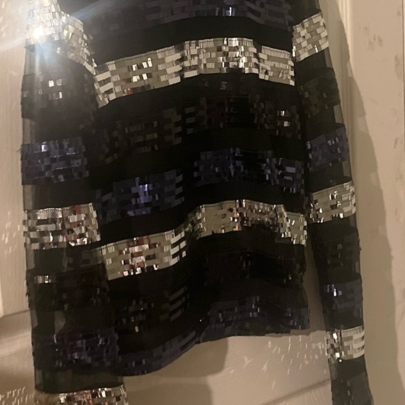 Multicolored sequin and sheer striped top - Picture 2 of 2